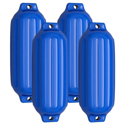 4-Pack Blue Ribbed Boat Fenders, Marine-Grade PVC