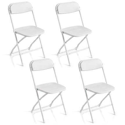 4 Pack White Folding Chairs with Heavy Duty Metal Frame