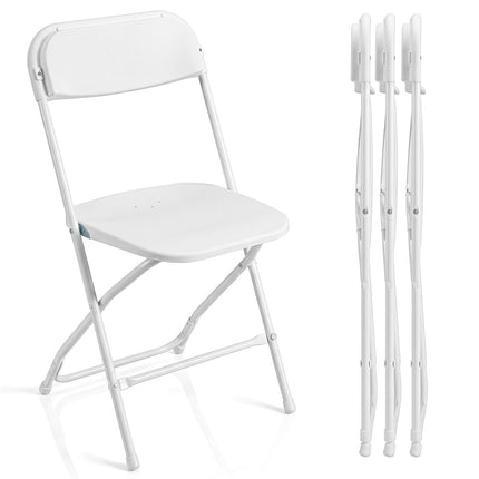 4 Pack White Folding Chairs with Heavy Duty Metal Frame