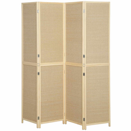 4-Panel Bamboo Room Divider, Handwoven, 180x180 cm, Natural