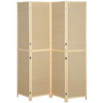 4-Panel Bamboo Room Divider, Handwoven, 180x180 cm, Natural