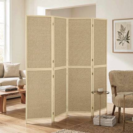 4-Panel Bamboo Room Divider, Handwoven, 180x180 cm, Natural