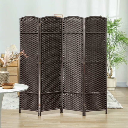 4-Panel Folding Room Divider, Brown, Polypropylene