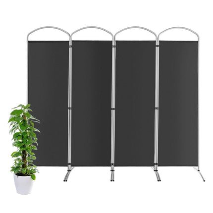 4-Panel Folding Room Divider, Gray, 221 x 188 cm