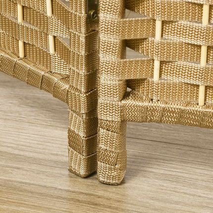 4-Panel Folding Room Divider, Natural Wood, Privacy Screen