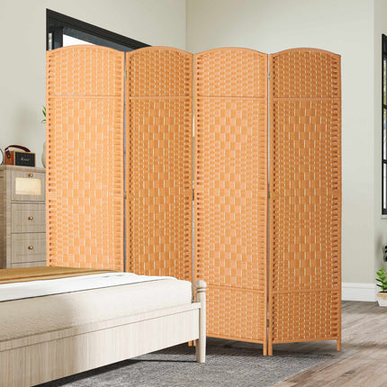 4-Panel Folding Room Divider, Polypropylene, Pine Wood