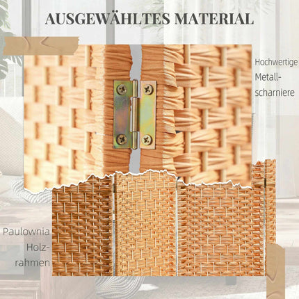 4-Panel Folding Room Divider, Polypropylene, Pine Wood