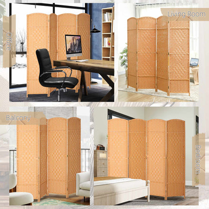 4-Panel Folding Room Divider, Polypropylene, Pine Wood