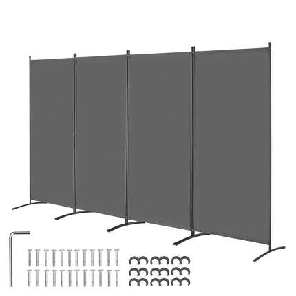 4-Panel Folding Room Divider Privacy Screen, Gray