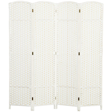 4-Panel Folding Room Divider, White Polypropylene