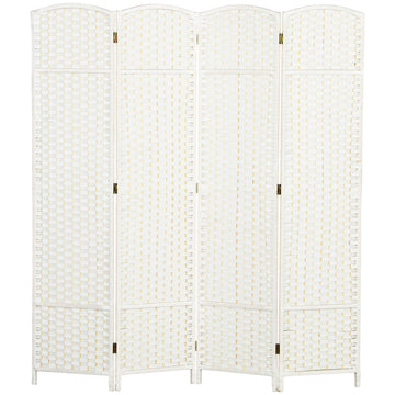 4-Panel Folding Room Divider, White Polypropylene