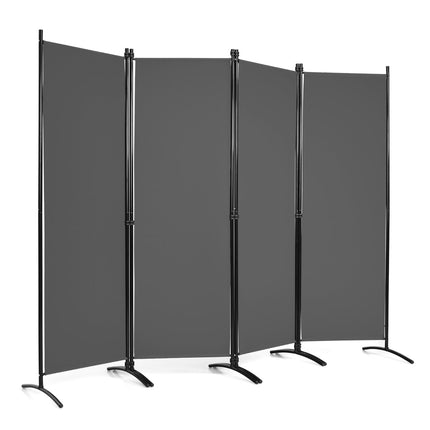 4-Panel Gray Room Divider, 173 cm High, Steel Frame