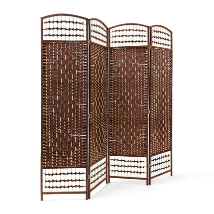 4 Panel Wooden Room Divider, Brown – Privacy Screen