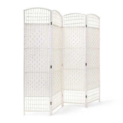 4 Panel Wooden Room Divider, White – Privacy Partition