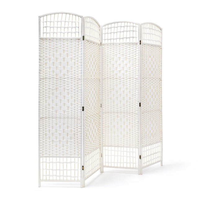 4 Panel Wooden Room Divider, White – Privacy Partition