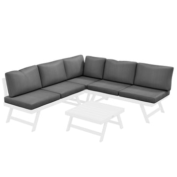 4-piece gray garden furniture set, sofa and coffee table