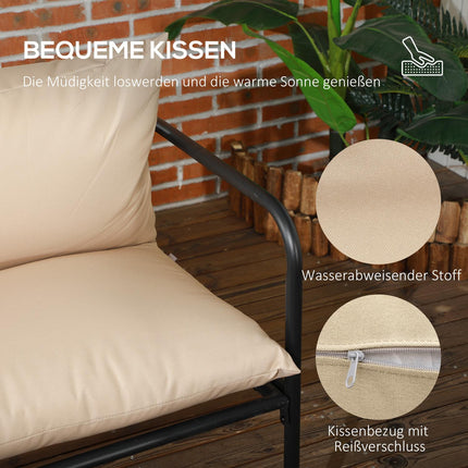 Outdoor garden furniture set - 4-piece, cushions, khaki