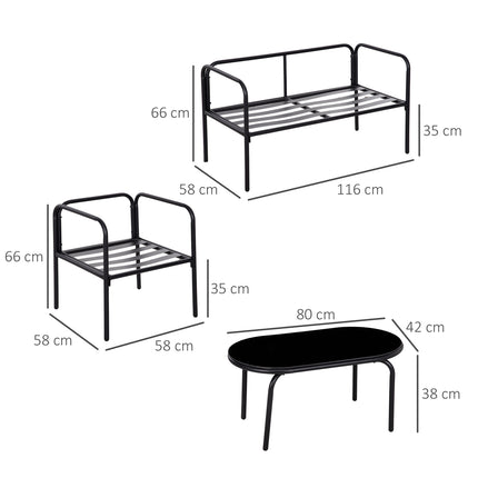 Outdoor garden furniture set - 4-piece, cushions, khaki