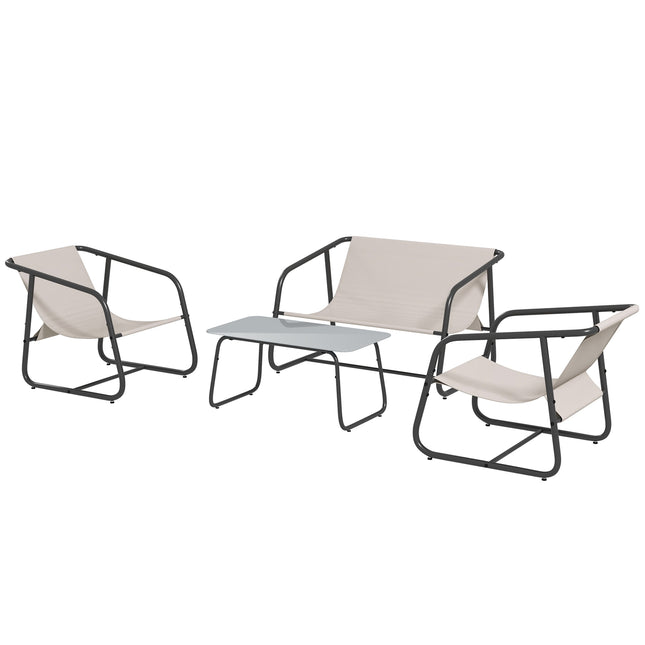 Outdoor dining set: 4-piece furniture set in cream mesh