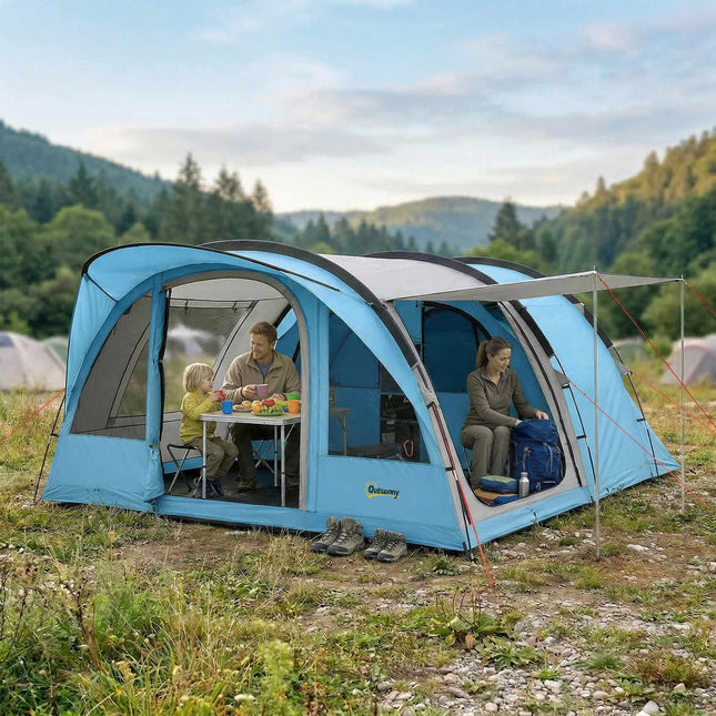 4-Person Family Tunnel Tent with Removable Divider