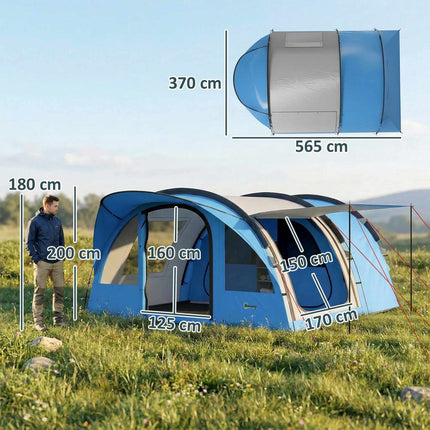 4-Person Family Tunnel Tent with Removable Divider