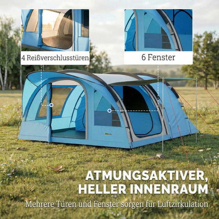 4-Person Family Tunnel Tent with Removable Divider