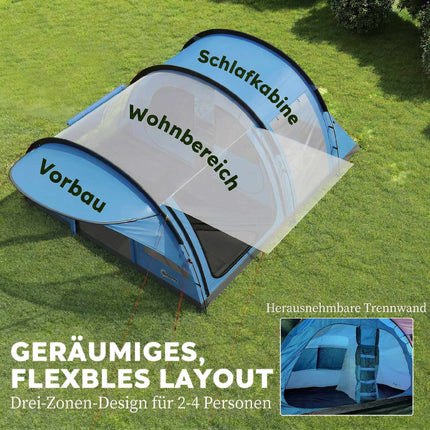 4-Person Family Tunnel Tent with Removable Divider