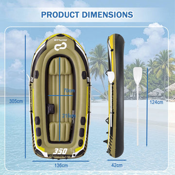 4-Person Green Inflatable Fishing Boat with Oars