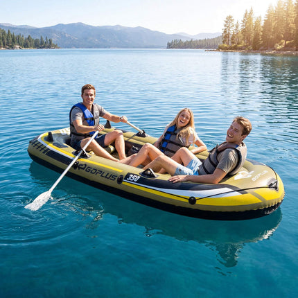 4-Person Green Inflatable Fishing Boat with Oars