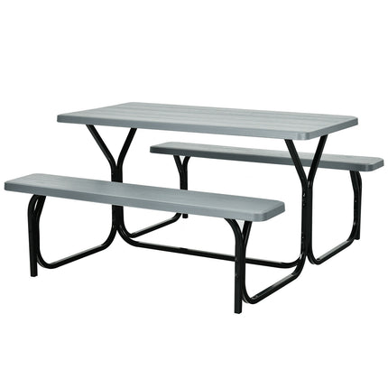 4-Person HDPE Picnic Table With Benches, Gray