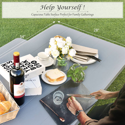 4-Person HDPE Picnic Table With Benches, Gray