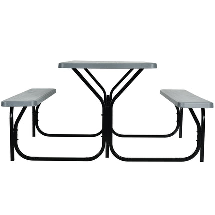 4-Person HDPE Picnic Table With Benches, Gray