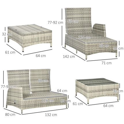 4-piece rattan garden furniture, weatherproof, removable covers