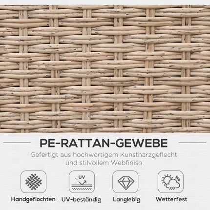 4-Piece Brown Polyrattan Outdoor Furniture Set with Cushions
