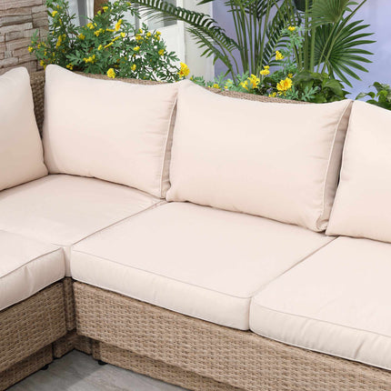 4-Piece Brown Polyrattan Outdoor Furniture Set with Cushions