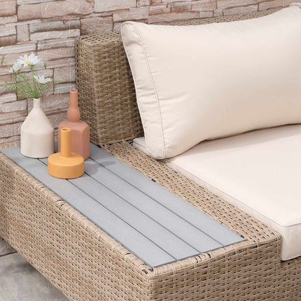 4-Piece Brown Polyrattan Outdoor Furniture Set with Cushions