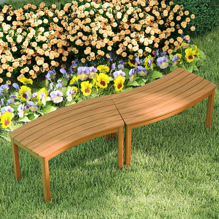 4-Piece Curved Acacia Wood Outdoor Bench Set