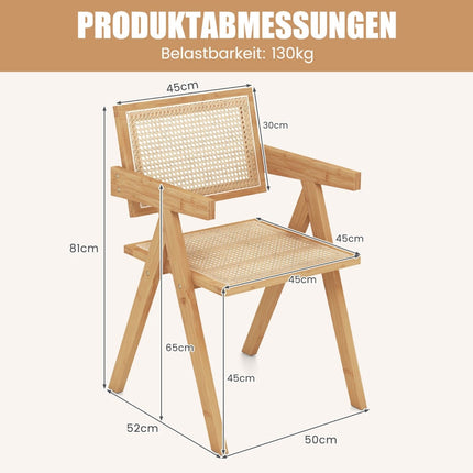 4-Piece Dining Chair Set, Bamboo & Faux Rattan, Natural