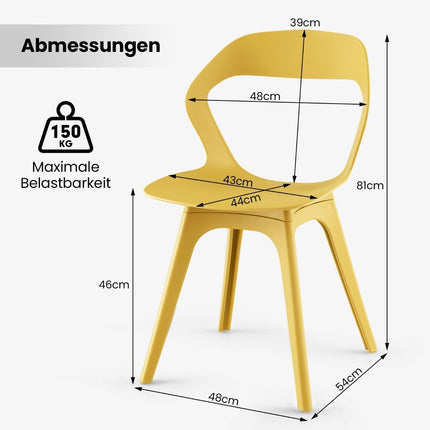 4-Piece Dining Chair Set, Modern PP, 48x54x81 cm