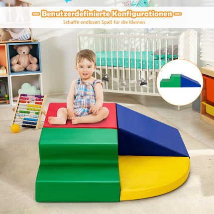 4-Piece Foam Climbing Blocks Set, PU Cover, Indoor Play