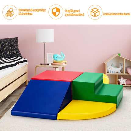 4-Piece Foam Climbing Blocks Set, PU Cover, Indoor Play