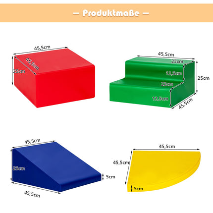 4-Piece Foam Climbing Blocks Set, PU Cover, Indoor Play