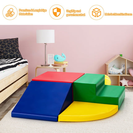 4-Piece Foam Playset for Kids – Rectangle, Slide, Steps