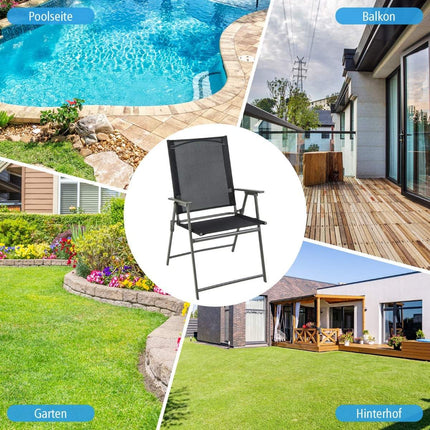 4-Piece Folding Garden Chairs Set, Weatherproof, Black