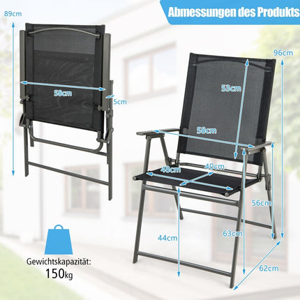 4-Piece Folding Garden Chairs Set, Weatherproof, Black