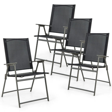 4-Piece Folding Garden Chairs Set, Weatherproof, Black