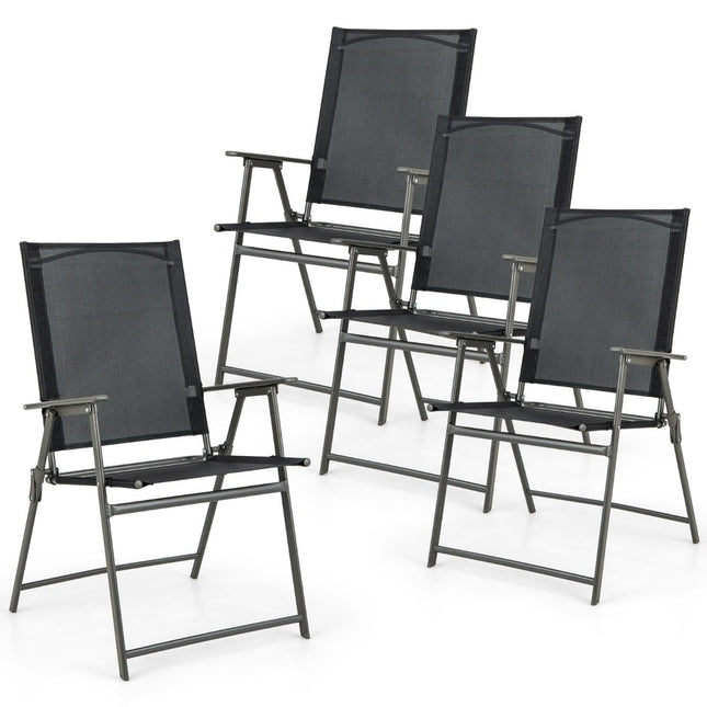 4-Piece Folding Garden Chairs Set, Weatherproof, Black