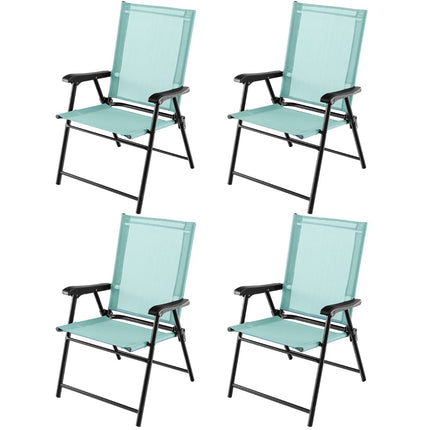 4-Piece Folding Garden Chairs with Armrests, Mint Green