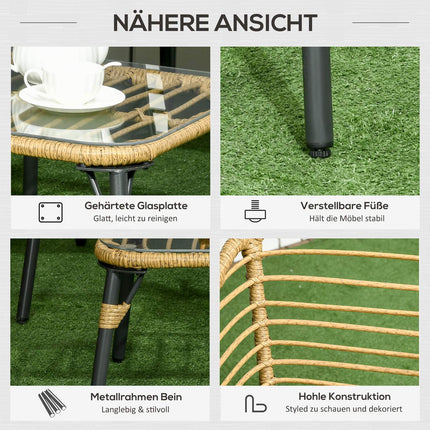 4-piece garden furniture in rattan, cushions included