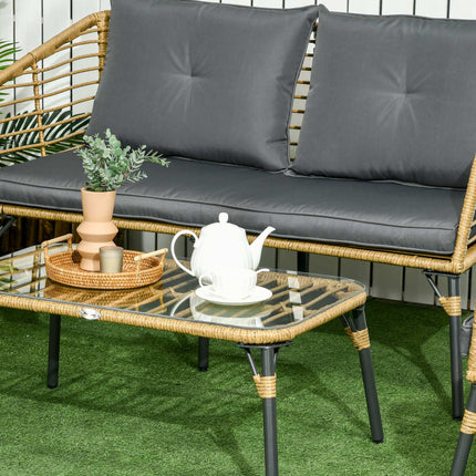 4-piece garden furniture in rattan, cushions included